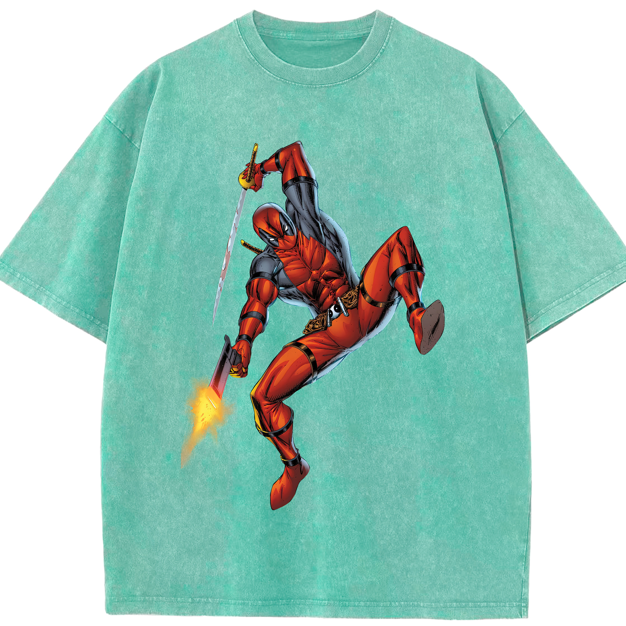 （画像用） Deadpool デッドプール 綿100% ヴィンテージ風 半袖Tシャツ（フロントプリント）